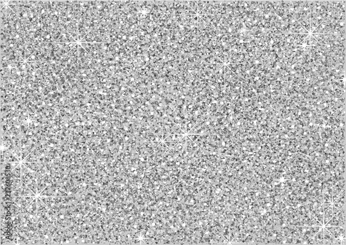 Shining Silver Glitter Background with Stars - Metallic Colored Illustration ...