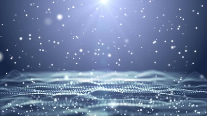 Blue particle dust abstract digital background abstract animation. Snow fall with particle.