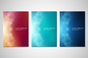 Wall Mural - vector template for cover or brochure, with hexagons pattern and technological background. abstract 