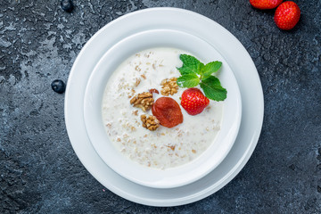 Wall Mural - Oatmeal with berries