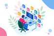 © Golden Sikorka - Isometric Developing programming and coding technologies. Website design. Vector illustration