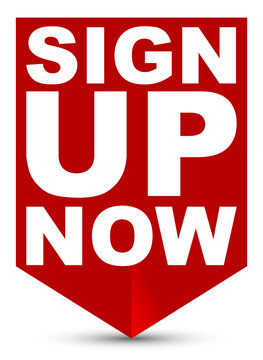 red vector banner sign up now
