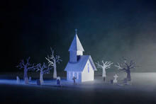 Church And Graveyard At Night...