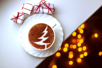 christmas tree ,drawing coffee cup