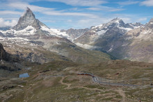 View Closeup Matterhorn Mountain, Scenes In National Park Zermatt, Switzerland