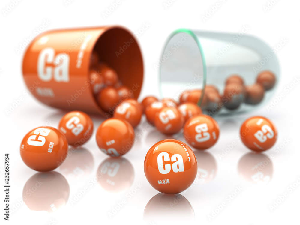 Capsule with calcium CA element Dietary supplements. Vitamin pill ...