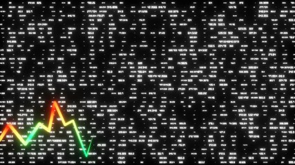 Poster - Stock market chart against the background of varying size of changing numerical values.Beautiful 3d animation of the Global Digital Network .