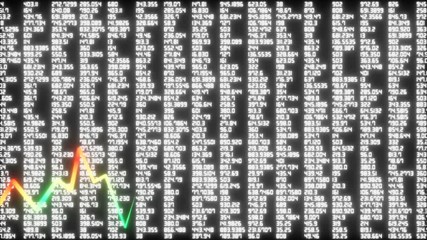 Poster - The graph grows against the background of data columns.