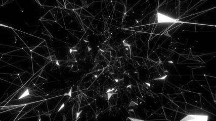 Poster - Sparkling diamonds.Abstract background of technology network. Animation of rotation and flying abstract lines and flicker dots linking network. Animation of seamless loop.