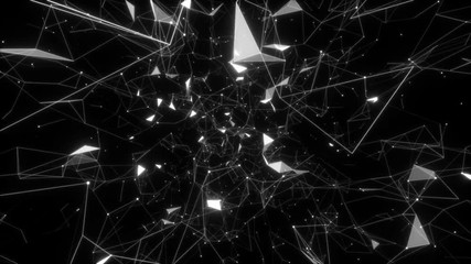 Poster - Platinum champagne spray.Social network connections. Connecting people on the internet, nodes transforming.Seamless loop.