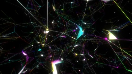 Poster - Calm neural network operation.Abstract digital data nodes and connection paths within any type of network or system of networks. Animation for visuals, vj, light presentations or as motion background