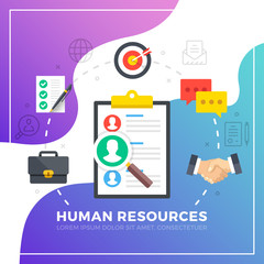 Poster - Human resources. Flat design graphic elements. Modern vector illustration