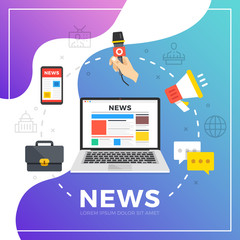 Poster - News. Flat design graphic elements. Modern vector illustration