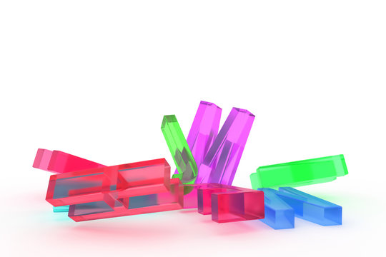 Decorative, illustrations CGI typography, alphabetic character represent letter of ABC, for design texture background.