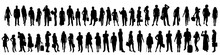 Vector Silhouette Of Set Of People.