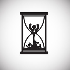 Poster - Team wasting a time sand watch on white background icon