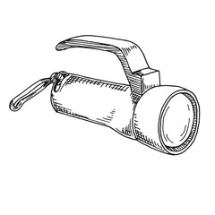 Wall Mural - Sketch of a flashlight isolated on a white background. Vector