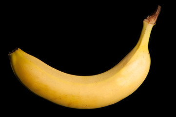 A banana on a black background