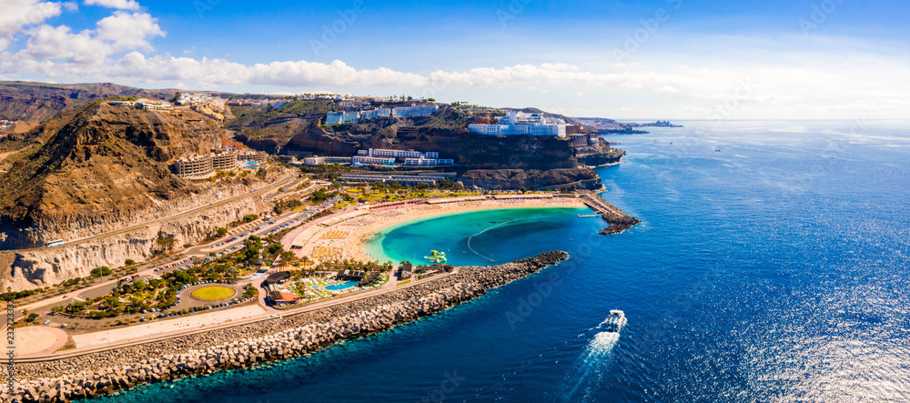 Aerial view of the Gran Canaria island near Amadores beach - obrazy, fototapety, plakaty 