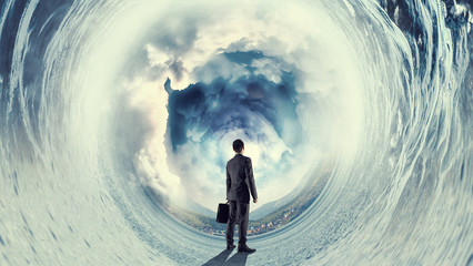 Wall Mural - businessman and cosmos concept