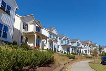 Street of suburban homes