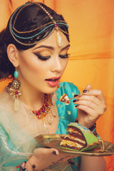 Sticker - beautiful arabic style bride in ethnic clothes
