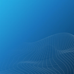 Poster - Futuristic Technology, Networking Design Concept with Wavy 3D Mesh - Digital Network Connections, Technology Background