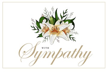 Wall Mural - Condolences sympathy card floral lily bouquet and lettering