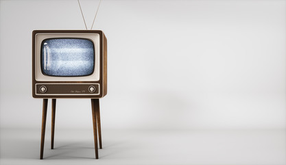 Wall Mural - Vintage TV receiver on white background 3d rendering