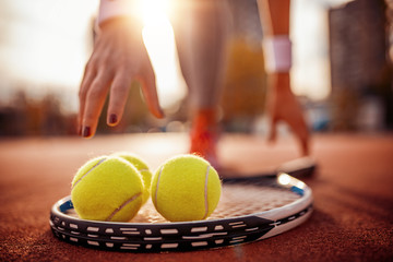 Young woman playing tennis