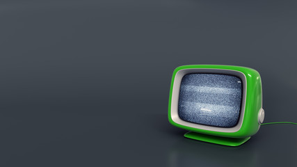 Wall Mural - Green tv receiver on dark background 3d illustration