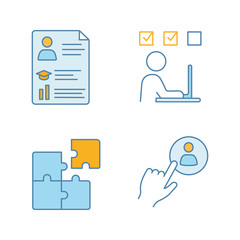 Business management color icons set