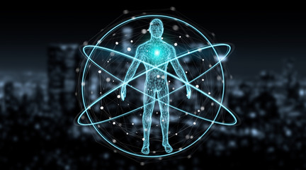Aufkleber - Digital x-ray human body scan background interface 3D rendering