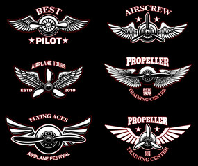 Wall Mural - set of vintage airplane emblems. design elements for logo, label, sign, menu.