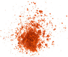 Scattered Red Paprika Powder Isolated On White Background. Top View