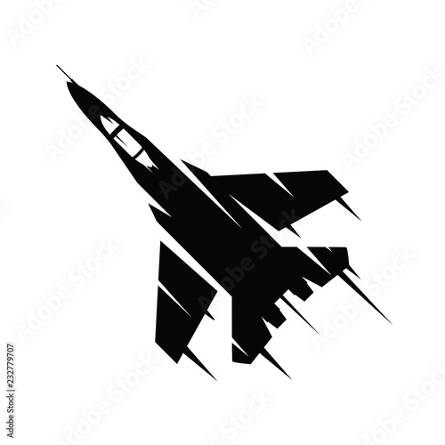 Photographie Fighter jet flying on a white background