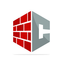The Initial Logo Icon For The Construction Business With The Concept Of A Combination Of Red Brick And Letter C
