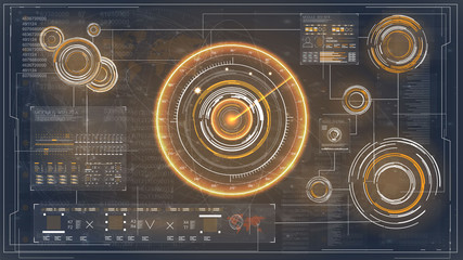 Aufkleber - Radar, great design for any purposes. Futuristic technology hud screen. Radar screen icon. Future technology display design. Futuristic vector hud interface screen design.