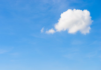 White cloud in the sky with the shape of a cartoon thinking balloon