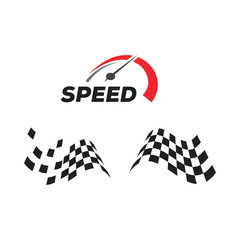 Speedometer and racing flag graphic design vector