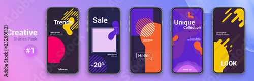 Fotografía Creative Stories Pack. Social Media Templates. Vector EPS 10