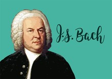 Great Composers - Johann Sebastian Bach Portrait With Vector Signature