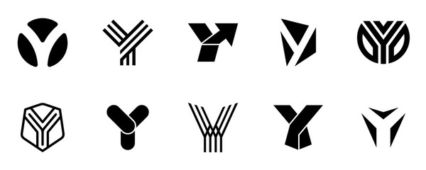  - set of letter y logo. icon design. template elements - collection of vector sign