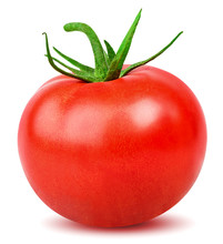 Isolated Tomato. One Whole Tomato Isolated On White Background With Clipping Path