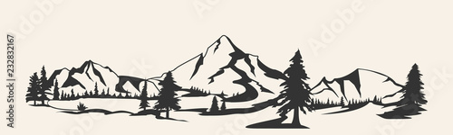Mountains .Mountain range silhouette isolated. Mountain illustration