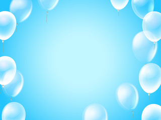 Poster - Flying air balloons in a sky. Vector template for any text