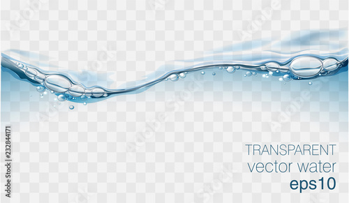 Cuadros en Lienzo Water vector wave transparent surface with bubbles of air