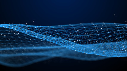 Fototapete - Abstract 3d rendering dots and lines. Technology background. Big data visualization. Artificial intelligence. Plexus.