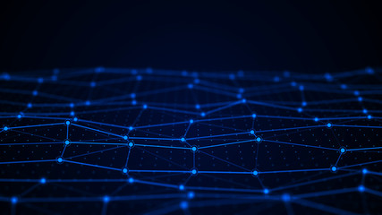 Fototapete - Network connection dots and lines. Technology background. Plexus. Big data background. 3d rendering.