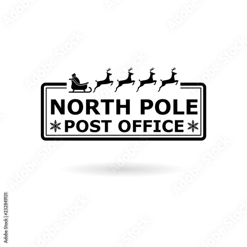 Black North Pole, post office sign or stamp icon or logo Stock